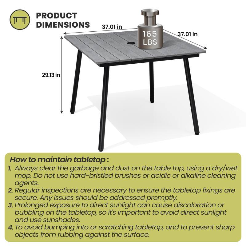 Crestlive Products Outdoor Rectangle Aluminum Dining Table with Umbrella Hole