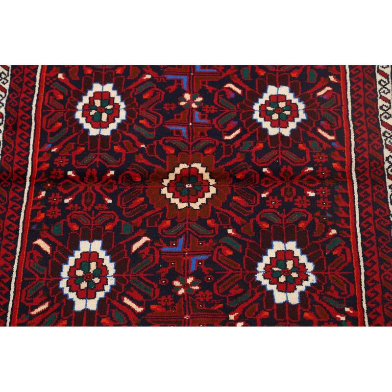 Geometric Balouch Persian Staircase Runner Rug Handmade Wool Carpet - 3'3" x 6'7"