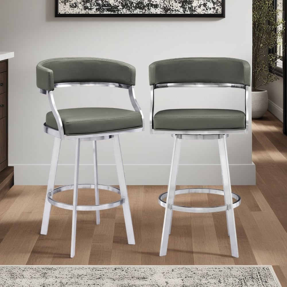 Saturn Modern Swivel Bar Stool, Upholstered Counter Chair with Metal Frame