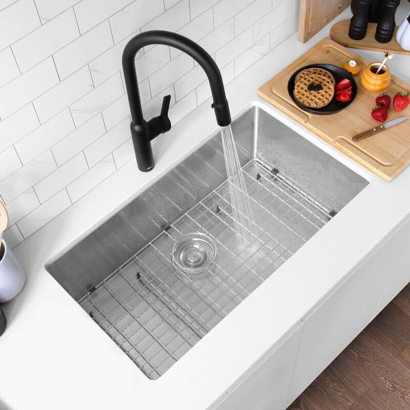Undermount 32" Single-Bowl Stainless Steel Kitchen Sink S-323XG - 32" x 18" x 10" - Brushed Stainless Steel