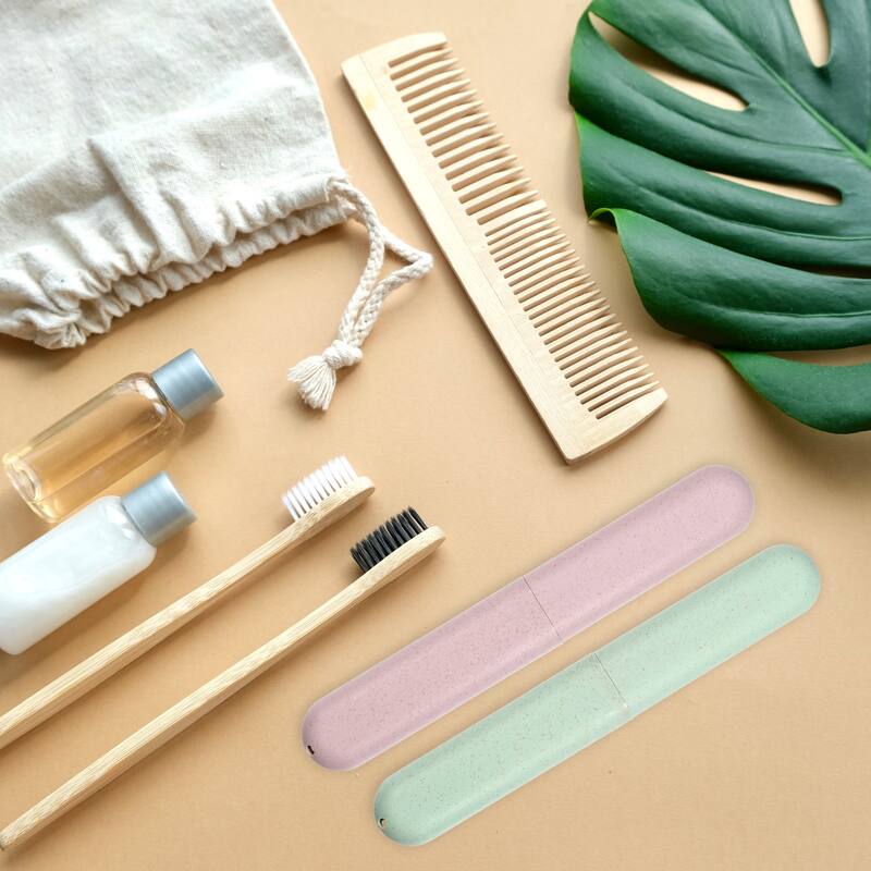 Toothbrush Holders Case for Travel 8.07"x1.22"x0.83" - Green, Pink - 2Pcs