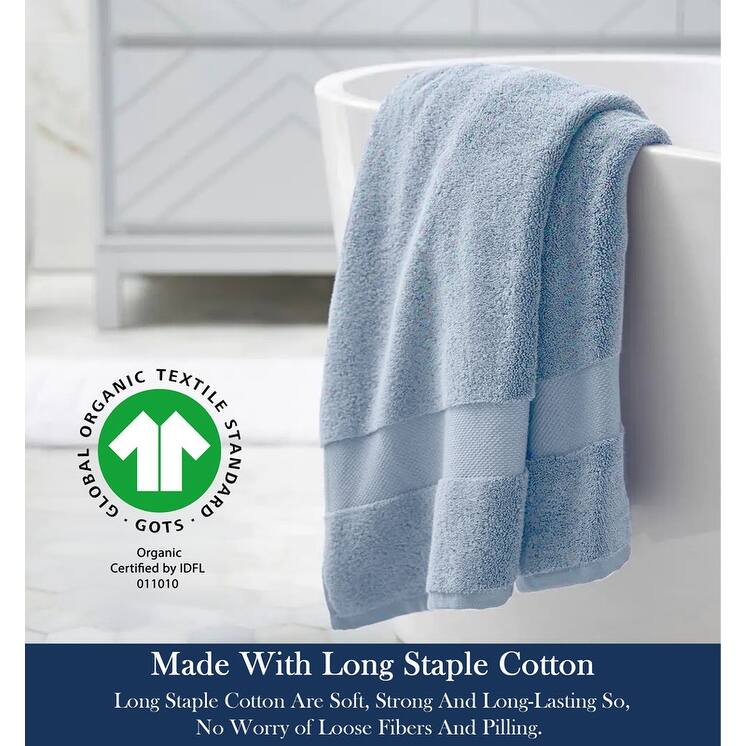 Delara Organic Cotton Luxuriously Plush Bath Towel, GOTS & OEKO-TEX Certified, 650 GSM Long Staple, Quick Dry & Ultra-Absorbent