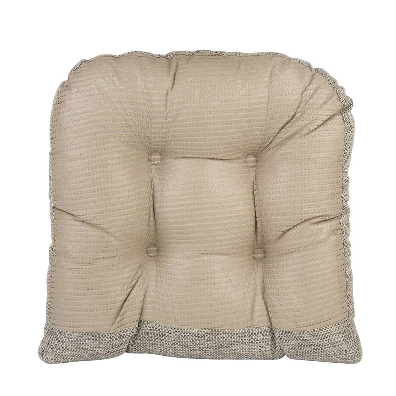 Klear Vu Tyson Gripper Universal Non-Slip Overstuffed Dining Chair Cushion, 2 Pack, Gray