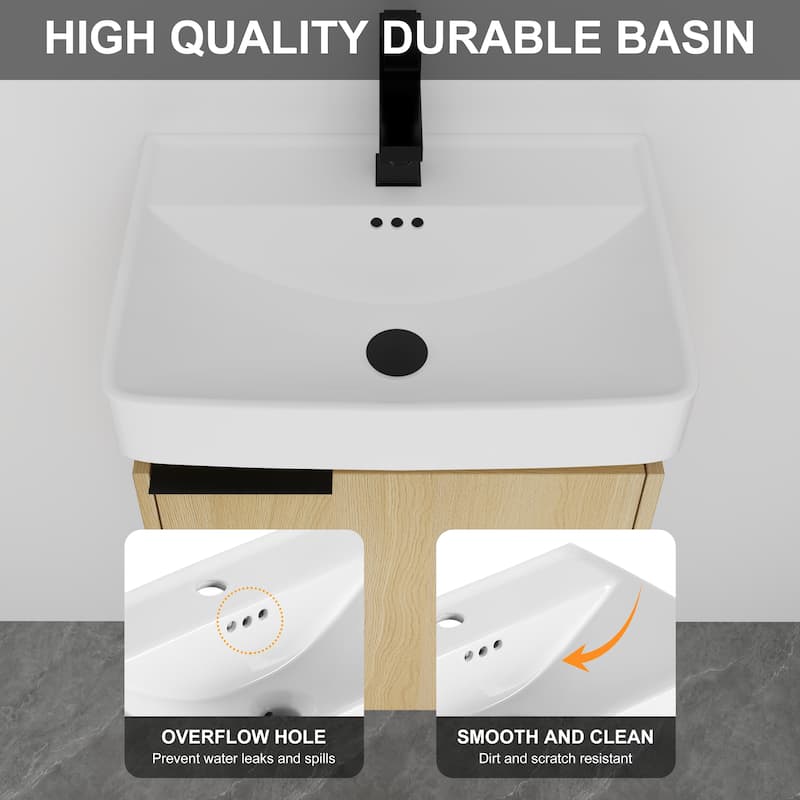 BNK 16"/20"/24"/30"/36" Single Sink Bathroom Vanity with Soft Close Door and Shelf