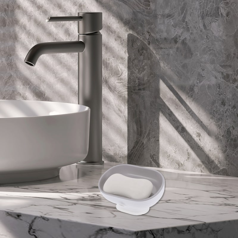 Suction Cup Double Layer Soap Dish for Bathroom Kitchen 5.12"x3.54"x2.95" - Gray