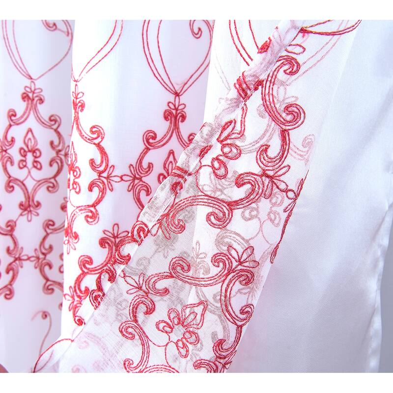 Porch & Den Easterday Damask Embroidered Rod Pocket Single Curtain Panel - 54 x 90 in.