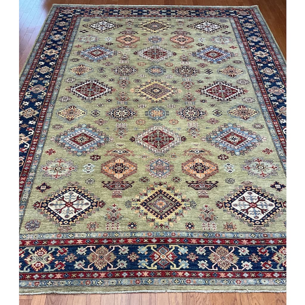 HERAT ORIENTAL Handmade Afghan Super Kazak Wool Rug - 8'10" x 12'2"