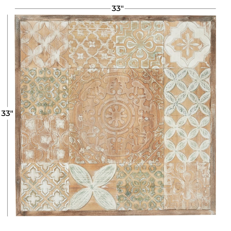 Carved Pattern Wood Wall Decor 33 x 1 - 33 x 1 x 33