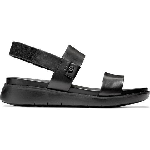 Cole Haan ZeroGrand Global Women's Leather Double Banded Slingback Sandals - Black/Black