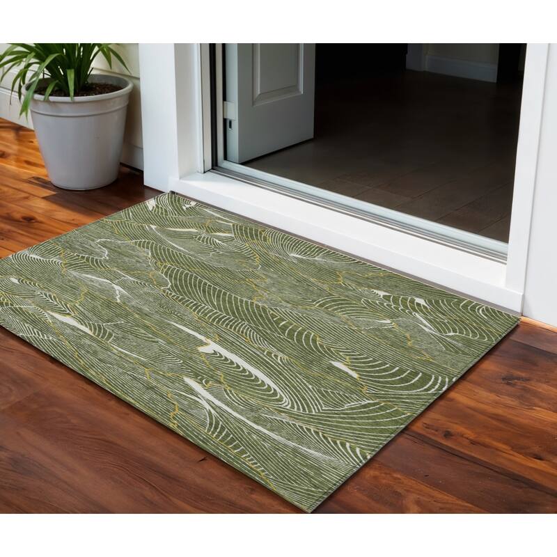 HomeRoots Abstract Transitional Rectangle Outdoor Rug - 3' x 5'