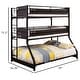 preview thumbnail 6 of 4, 3 Tier Dual Twin over Full Bunk Bed, Metal Modern Design, Black