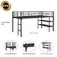 preview thumbnail 11 of 9, Black Twin Size Steel Low Loft bed with storage shelves, Ladder and Fence for Bedroom