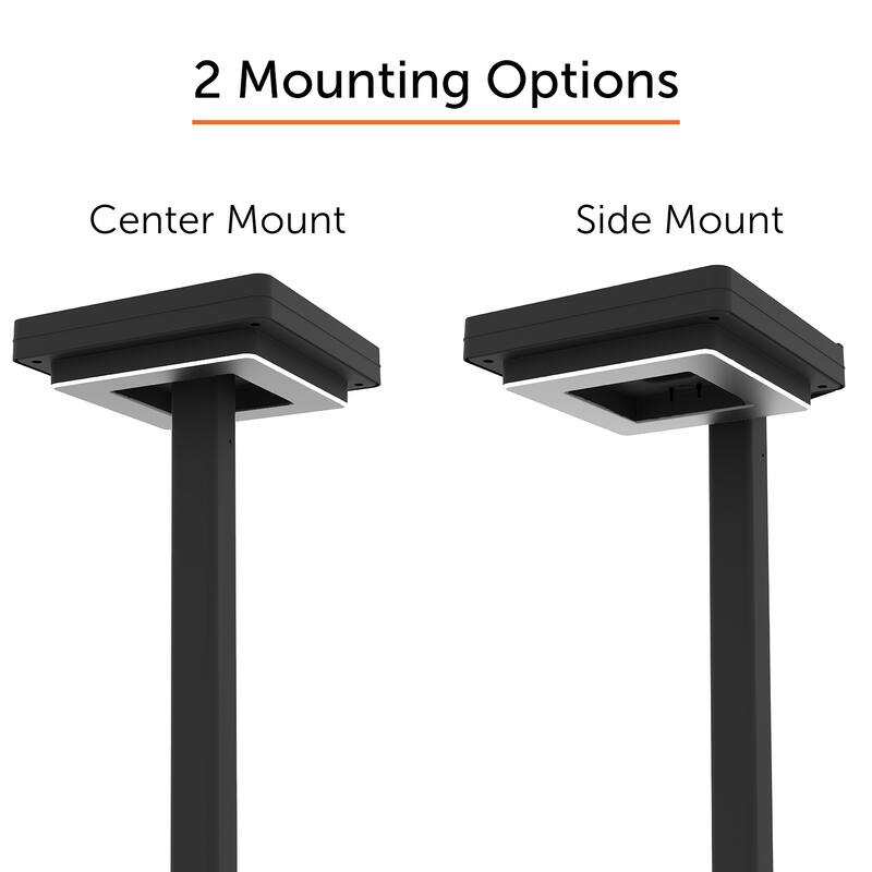 Contemporary Square Black Aluminum Solar Lamp Post Light with 3-Colors
