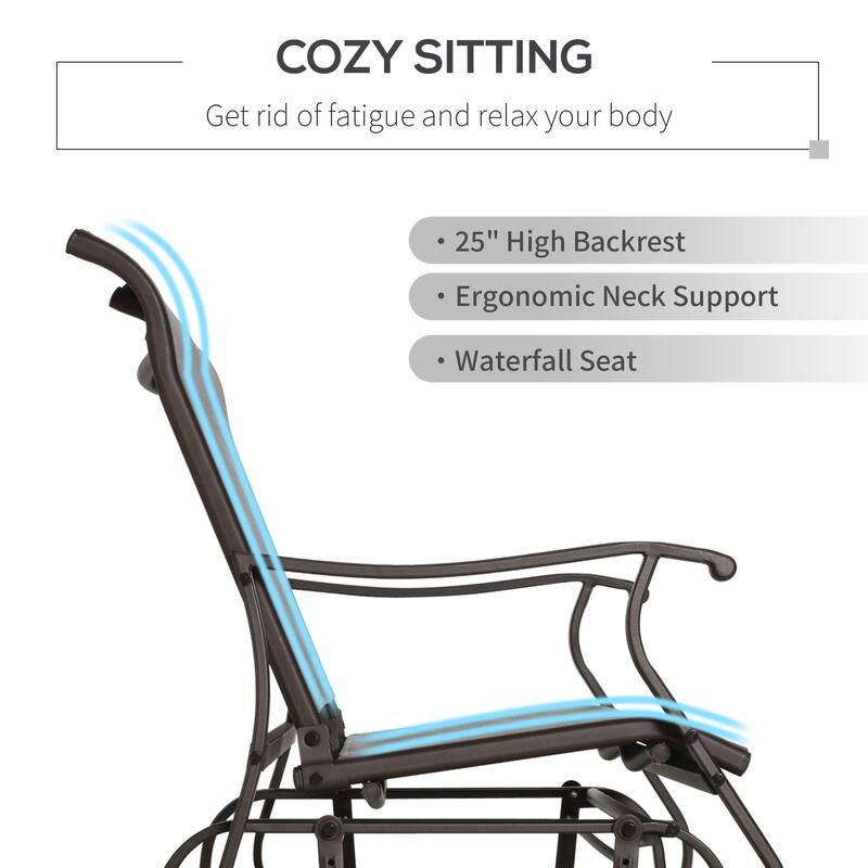 Outdoor 2-Person Glider Bench,Glider Loveseat Chair with Steel Frame, 2-Seat Rocking Glider