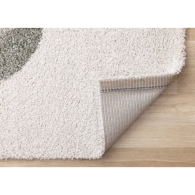 Mariah Grey Blue Green Overlapping Ovals Area Rug, 5'3" x 7'7"