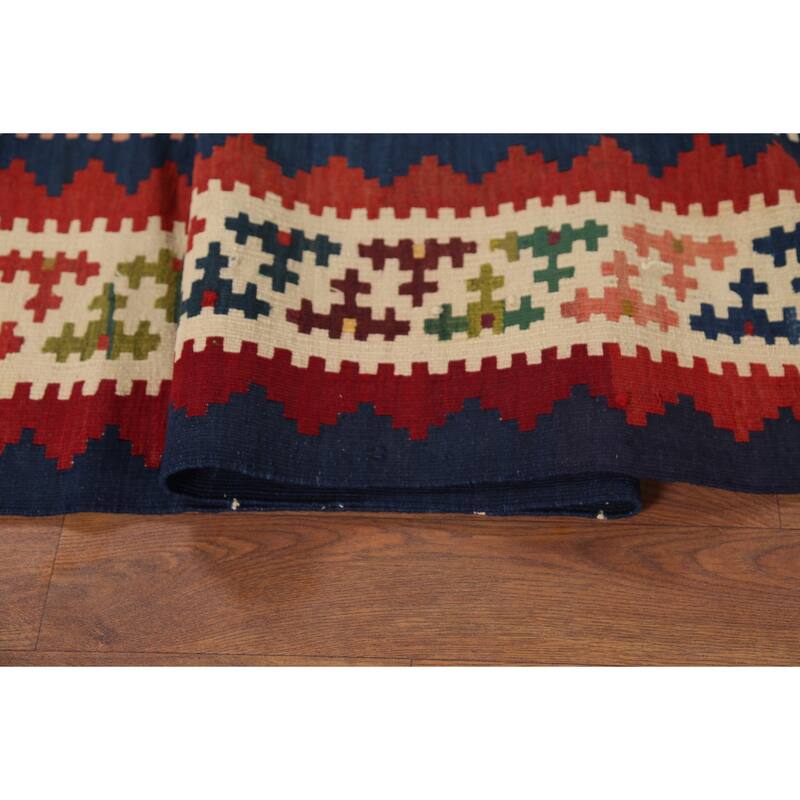 Kilim Qashqai Persian Vintage Rug Hand-Knotted Living Room Wool Carpet - 4'8"x 6'9"