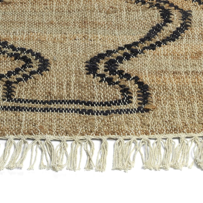 Natural Jute Black Hand-Made Indoor Area Rug