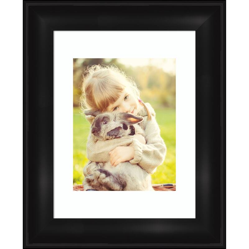 Grand Black Narrow Framed Picture Frame, Photo Frame - 11x14 Matted to 8x10 - Grand Black Narrow