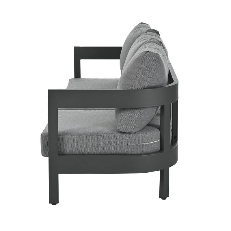 4-Piece Outdoor 5-Seater Iron Sofa Set with Coffee Table
