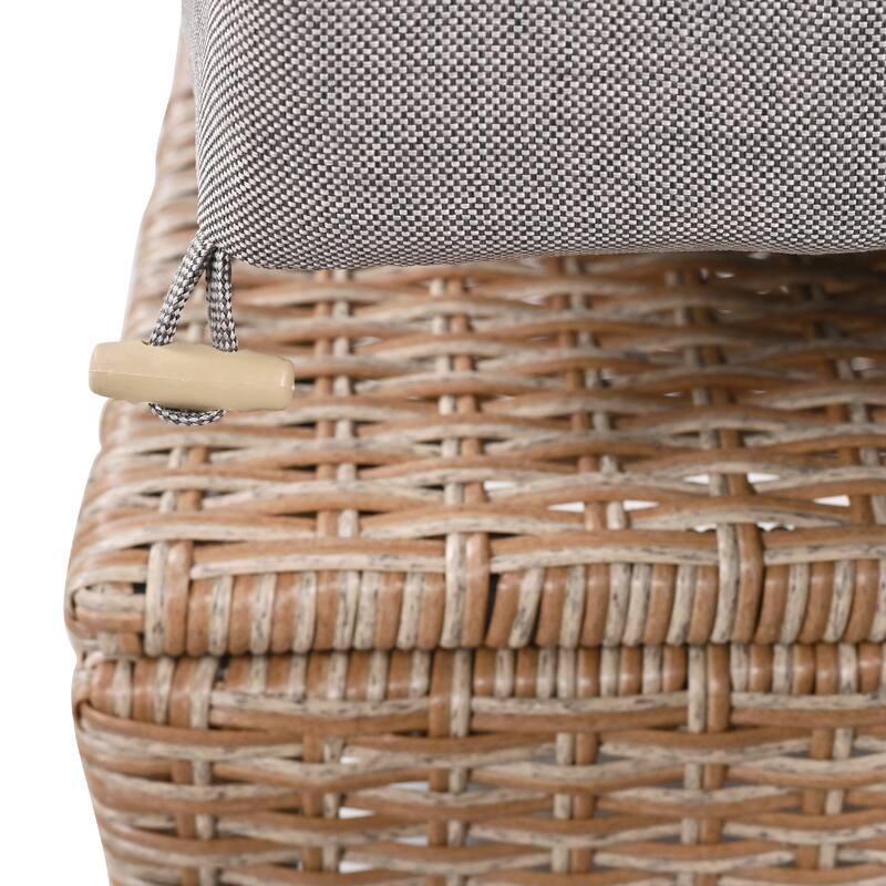 5-Piece Outdoor Patio Rattan Sofa Set - L-Shaped PE Wicker Sectional with 2 Extendable Side Tables, Dining Table