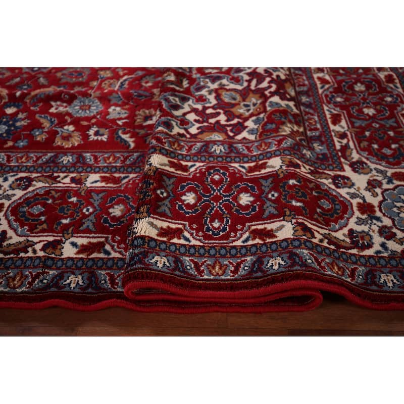 Traditional Floral Red Kashan Turkish Area Rug Machine Made Carpet - 9'7" x 12'6"
