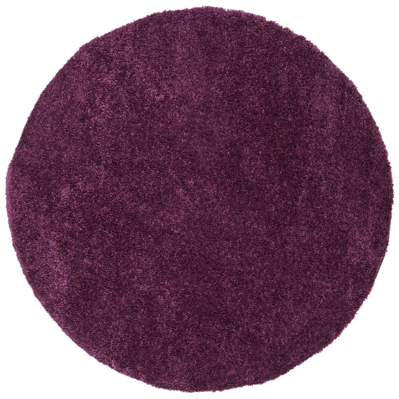 SAFAVIEH August Shag Solid 1.2-inch Thick Area Rug - 5'3" Round - Purple - Round