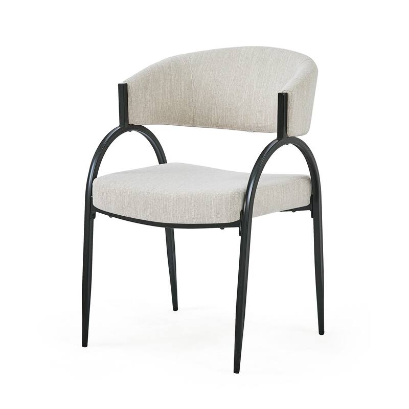 Modern Set of 2 Dining Chairs with Padded Backrest Seat, Metal Legs for Dining Room Living Room and Café