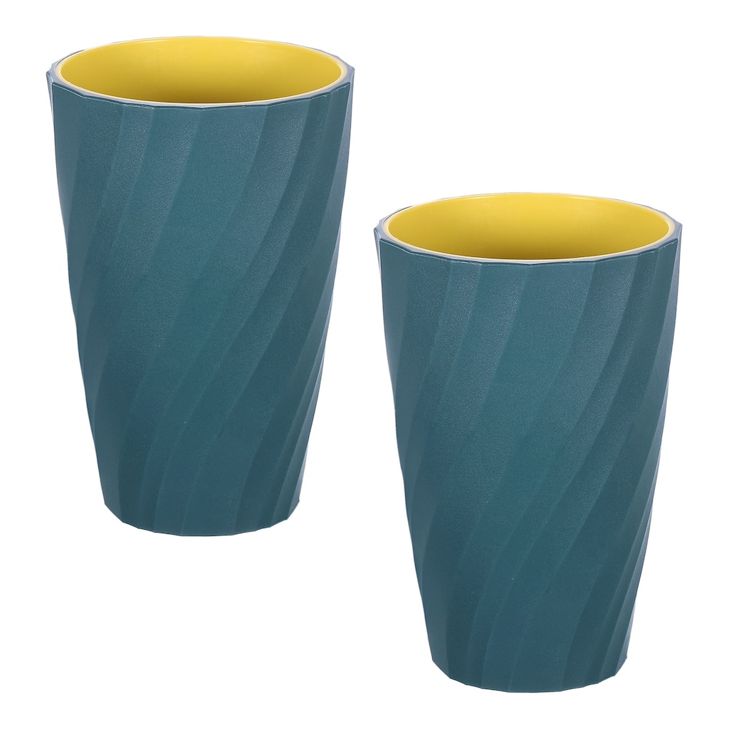2Pcs Striped Drinking Cups Unbreakable Bathroom Cup Toothbrush Holder
