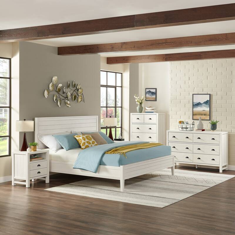 Arden 5-Piece Wood Bedroom Set with King Bed, Two 2-Drawer Nightstands, 5-Drawer Chest, 6-Drawer Dresser