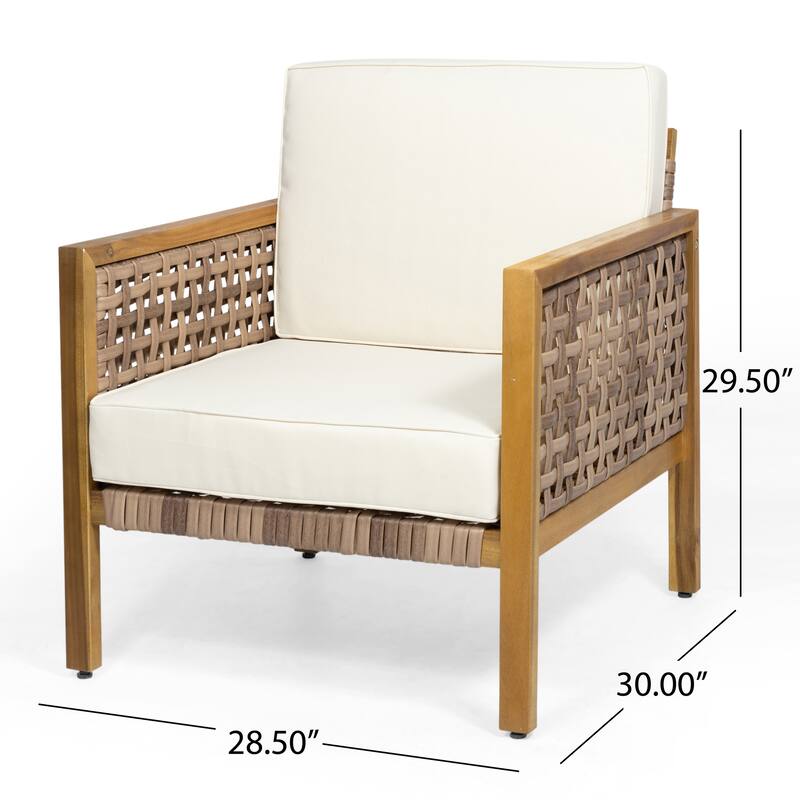Joliet Acacia Wood and Wicker Outdoor Club Chair by Christopher Knight Home