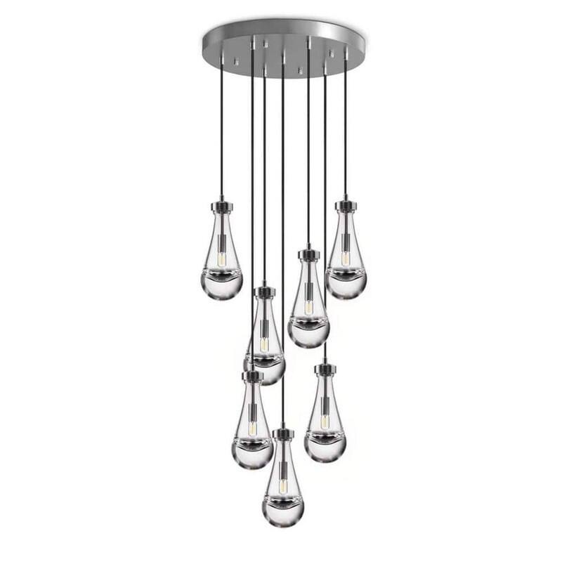 KAYLA 17.7" 7-Lights Nickel Raindrop Chandelier