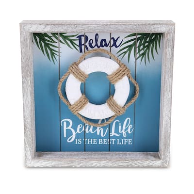 CoTa Global Aqua Sky Wall Life Ring Relax Hanging Sign with Hang Mount - 8.8″Lx8.8″Wx1.5″H