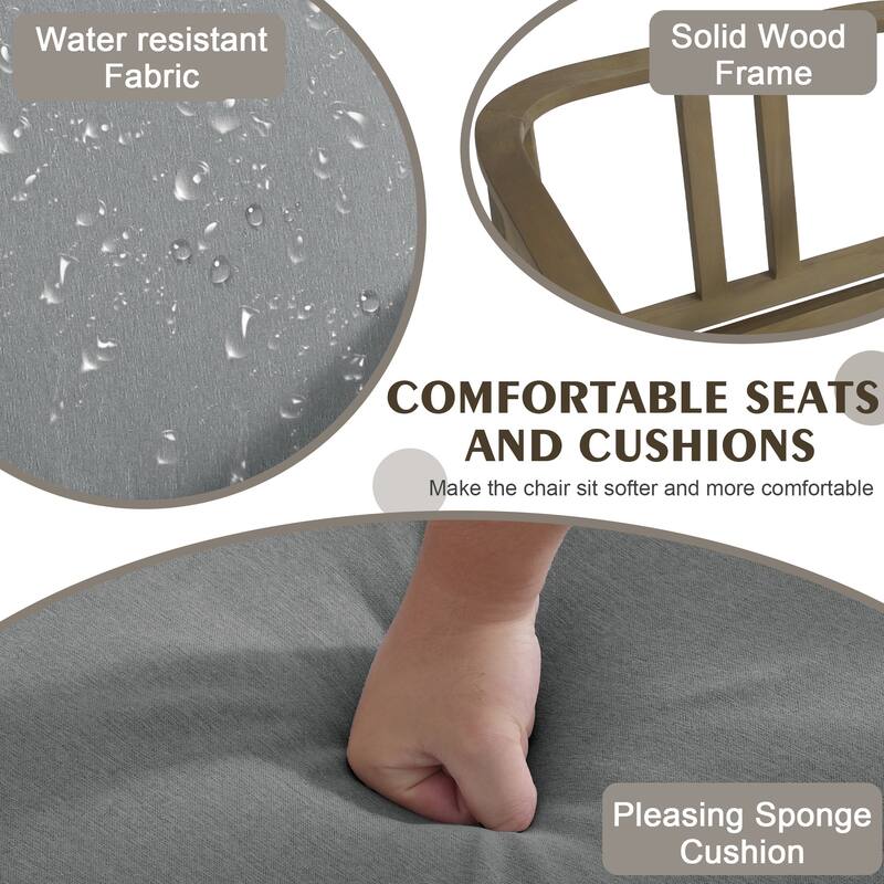 Outdoor Teak Wood Loveseat Sofa with Water-Resistant Cushions