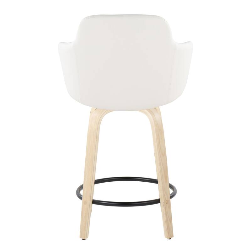 Carson Carrington Iglabo 24" Fixed-Height Counter Stool with Bent Wood Legs and Round Footrest (Set of 2)