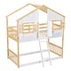 preview thumbnail 22 of 43, Twin over Twin Size Wood House Bunk Bed with Roof