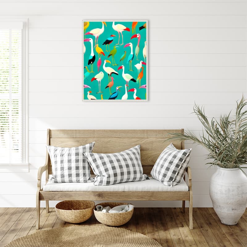 The Dance of Bird Colors by Uma Gokhale Framed Canvas Wall Art
