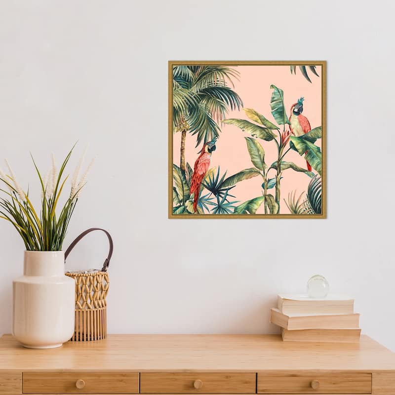 Tropicano II (Parrot in Palm) by Eva Watts Framed Canvas Art