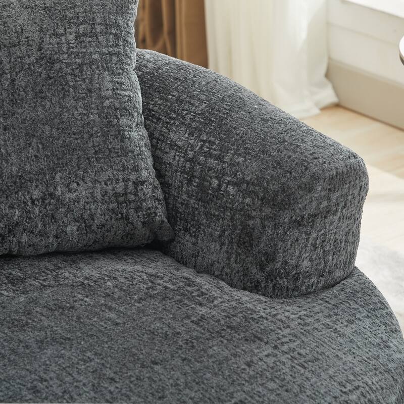 Minimalist Curved Loveseat with 3 Throw Pillows, Grey Sofa Couch Sleeper Sofa Couch for Living Room Bedroom