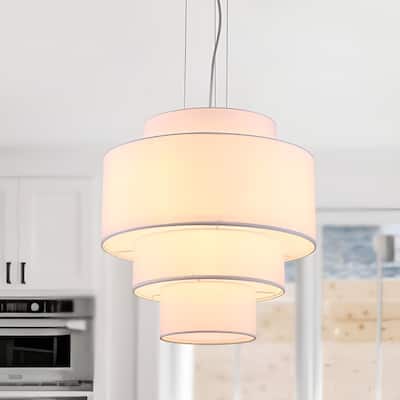 "Introducing the Contemporary Tiered Fabric Chandelier with Bottom Reflector Ceiling Lamp, Featuring 4 Lights"
