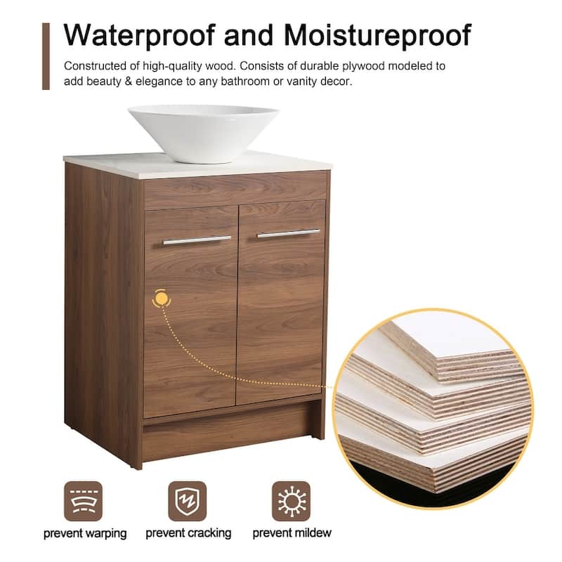 24" Bathroom Vanity with Sink, 24 Inches FreeStanding Vanity, Modern Sink Vanity Combo, Floor Stand Vanity
