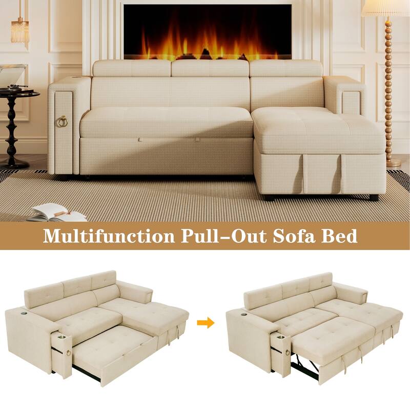 96" Multi-Functional Pull-Out Sofa Bed