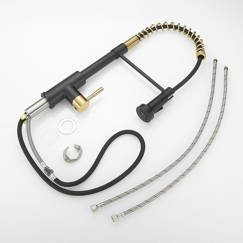 Matte Black and Brushed Nickel Single Handle Pull Out Sprayer Kitchen Faucet with Advanced Spray Kitchen Tap