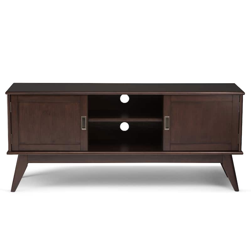WYNDENHALL Tierney SOLID HARDWOOD 60 inch Wide Mid Century Modern TV Media Stand For TVs up to 65 inches - 60"w x 18"d x 26" h