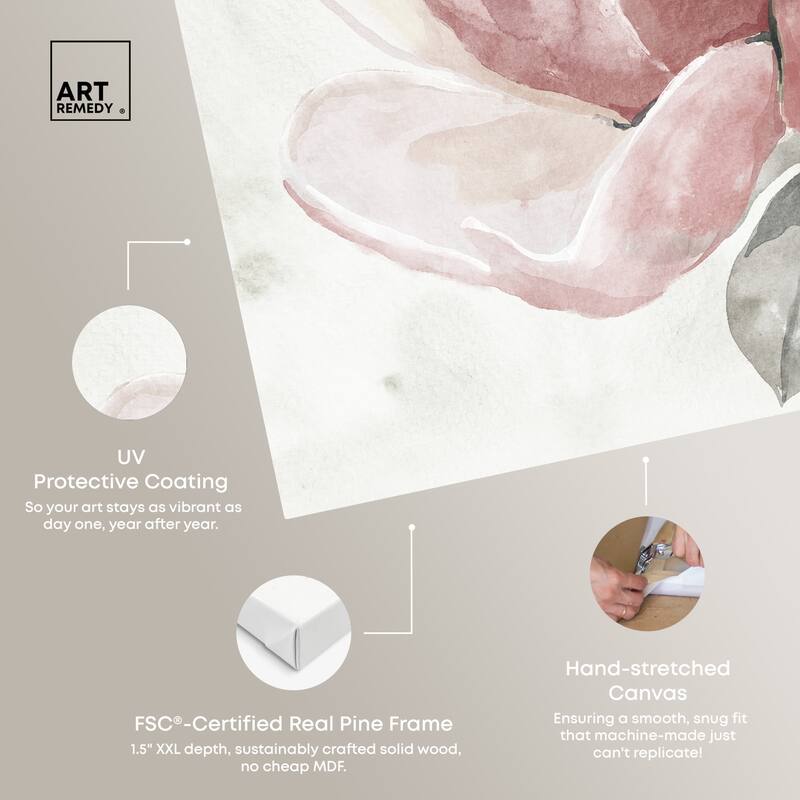 Art Remedy Faded Blush Rose Gallery Wrapped Floral Fine 1 Piece Canvas Wall Art