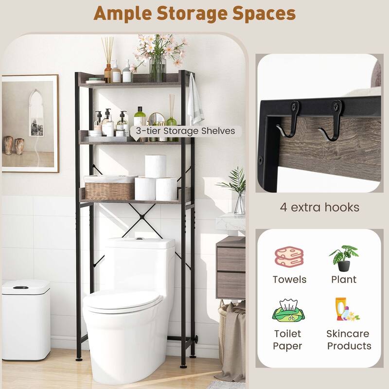 Costway 3-Tier Over-The-Toilet Bathroom Shelf Metal Frame Space Saver - See Details