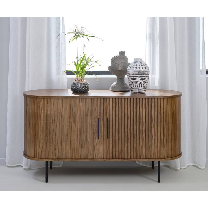 Rye Studio Nicola Mid-Century Modern Rounded Sliding Door Sideboard - Smoked Oak - 71"