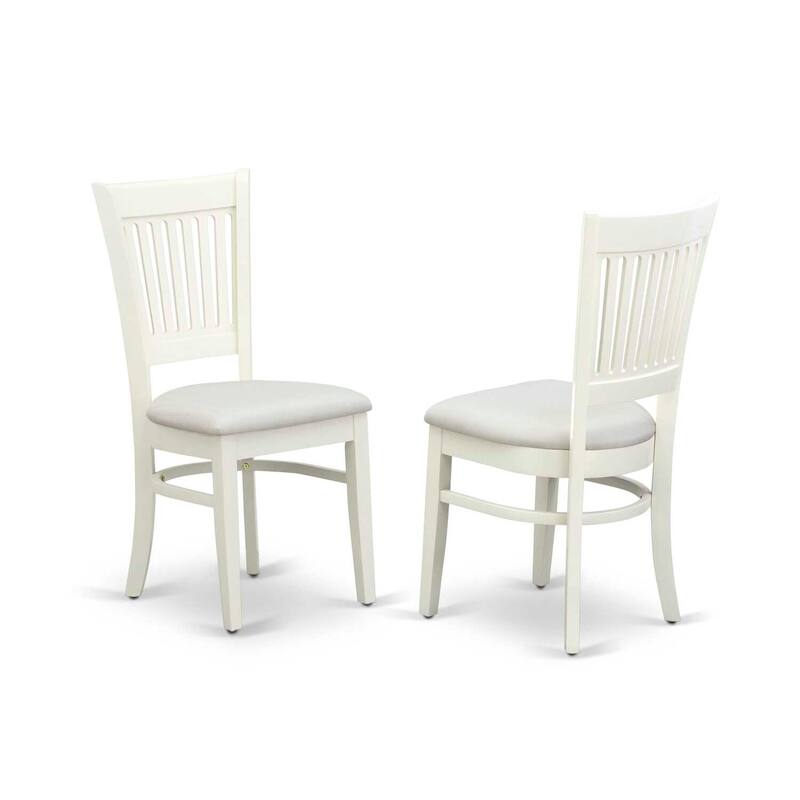 HomeStock 7-Pc Rectangle Linen White Finish Solid Wood Top Dining Table with 6-Chairs with Slat Back
