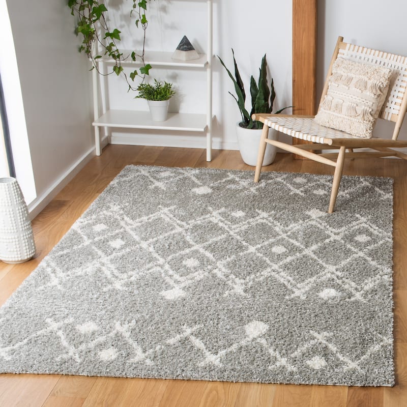 SAFAVIEH Berber Shag Jakolien Light Grey/Cream Rug - 3' x 5' - Light Grey/Cream