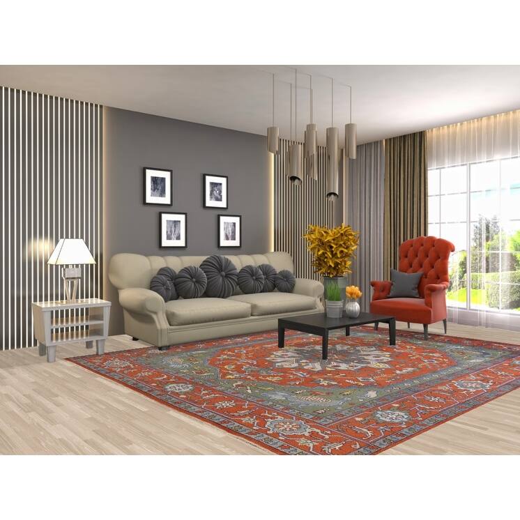 Animal Pictorial Ziegler Area Rug Handmade Oriental Floral Wool Carpet - 7'11"x 9'10"