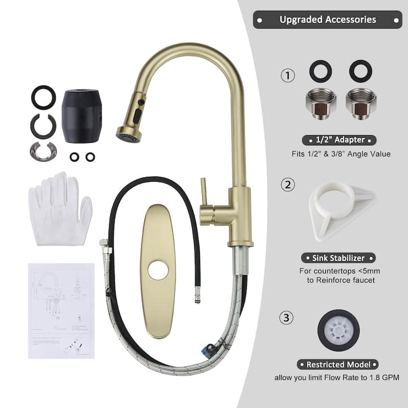WOWOW Single Handle Pull Down Sprayer Kitchen Faucet